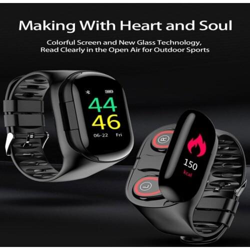 Smart Watch With Bluetooth Headphones M1 Wireless Earphones Earbuds Wearbuds 2 In 1 Smartwatch Bracelet Tws Ear Buds Headset
