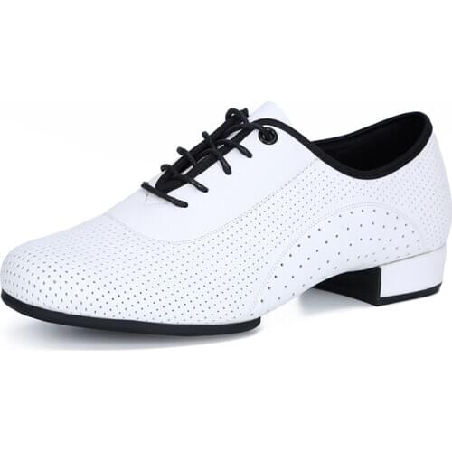 Sneakers Latin Dance Shoes Men Shoes Square dance Social Ballroom shoes Cow Leather Oxford White Black Modern shoe 3cm Heel