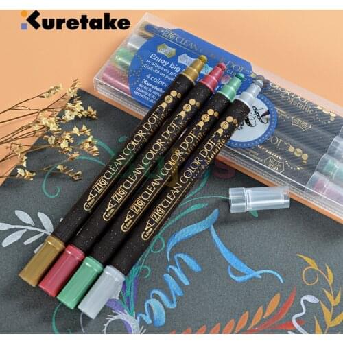 Japan Kuretake Metallic Colors TC-8100 double head round dot Waterproof watercolor pen journal marker pen art supplies