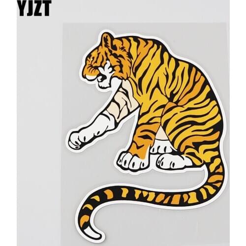 YJZT 11.1CM*14.8CM Creative Animals Tiger Ferocious Lion PVC Car Sticker Decal 12A-0134