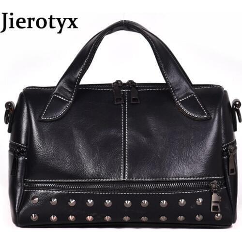 JIEROTYX Leather Designer Handbags High Quality Women Bags Sexy Rivet Trunk Tote Spanish Brand Shoulder Bag Ladies Large Bolsos