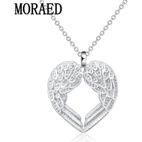 New 925 Sterling Silver Angel Heart Shape Pendant Necklace For Women Female Silver Necklace Fashion Jewelry