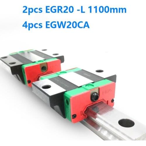 2pcs origial Hiwin rail EGR20 -L 1100mm linear guide + 4pcs EGW20CA flanged carriage blocks for CNC router