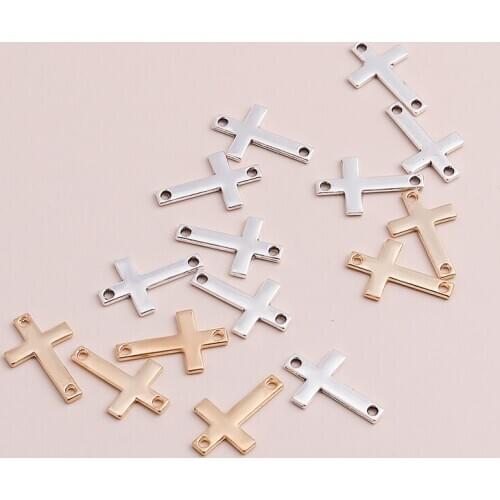 20pcs/lot Jewery Making Connectors Cross Charms Pendants fit Bracelets Neckalces 12*18mm Two Color Metal Jewelry Charms