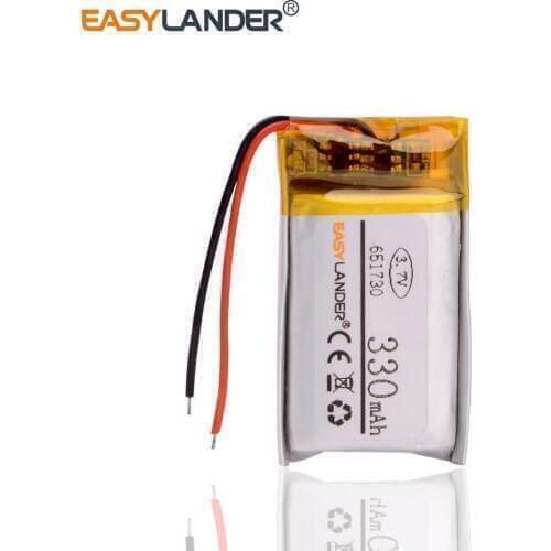 3.7v lithium polymer battery 651730 330MAH small toys MP3 MP4 GPS navigation mobile power