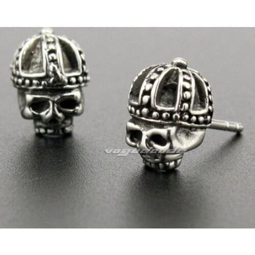 316L Stainless Steel Crown Skull Fashion Stud earrings 4X002(2 Pieces)