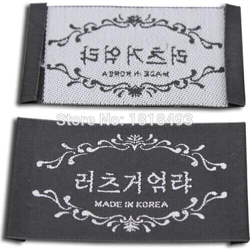 Free shipping windbreak overcoat jacket tags/customized clothing black satin woven labels/garment embroidered labels 1000 pcs