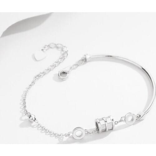 Sole Memory Cute Shiny Geometric Cylinder Good Luck 925 Sterling Silver Female Resizable Bracelets SBR288
