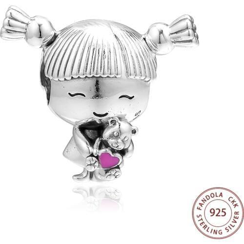 Authentic 925 Sterling Silver Girl with Pigtails Charms Beads Fits Europe Bracelets Original Silver 925 Jewelry Making kralen