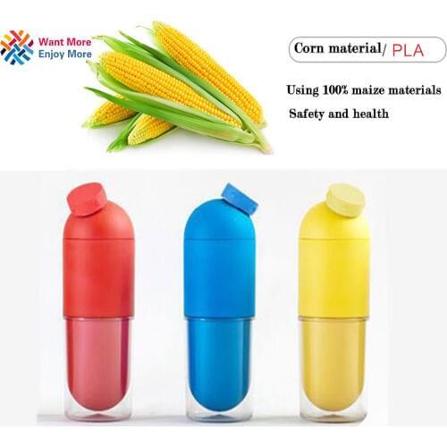 Healthy Water Bottle Sports Bottle Space Bottle Hiking Running Cycling Drink Fruit Infuser Shaker Bottles Corn Bottlel 3colors