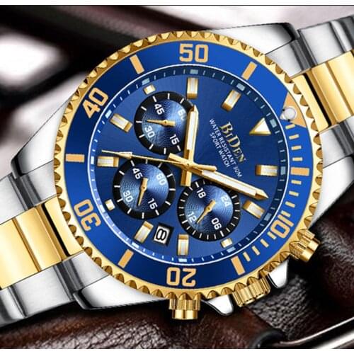 Luxury Men Watches Top Brand Silver Stainless Steel Stop Watch Calendar Casual Sport Business Wristwatch for Men Waterproof