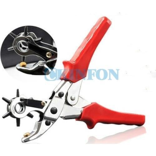 DHL 50PCS 9'' Revolving Leather Punch Plier 6 Sizes Round Hole Perforator Tool Make Hole Puncher