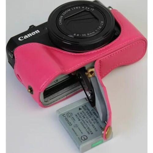 PU Leather Half Case for G7X Mark II Digital SLR G7XII PowerShot G7X Mark II Camera Brown/Black/Coffee/Rose red