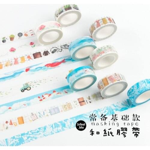 1 Pcs 1.5 cm Wide 7m Length Traveller Series Washi Tape Adhesive Tape DIY Scrapbooking Sticker Label Masking Tape