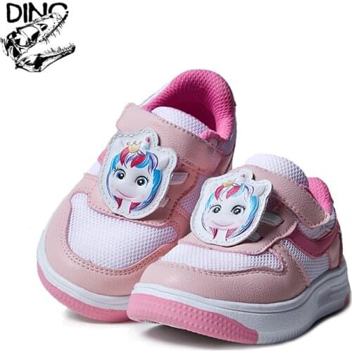 DINO Unicorn Shoes Autumn 1-3Y Girls Toddler Mesh Leather Sport Sneakers 2021 New Kids Casual Running Shoes Breathable Anti-Slip