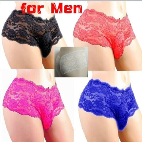 Men Lace Panties Sexy Lingerie Crossdress Bikini Thong Mesh Sheer Sexy Hot Erotic Briefs Babydoll Mens 2019 New