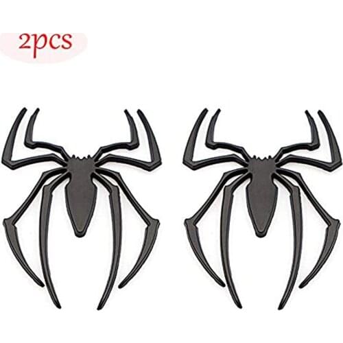 YUSI 2pcs 3D Spider Shape Emblem Car Logo Metal Chrome Badges Sticker Car Tail Label Leaf Plate Side Door Metal Motorcycle DIY