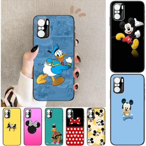 New 2021 cute phone case disney mickey bear dog Phone Case For xiaomi redmi POCO F1 F2 F3 X3 Pro M3 9C 10T Lite NFC Black Cover