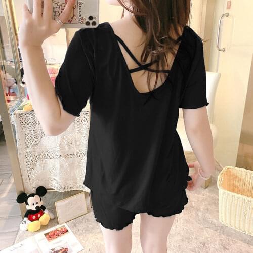 XEJ Pyjama Sexy Pajamas for Women Backless Sleepwear Solid Home Clothes for Women Shorts for Women Summer Pajamas Woman