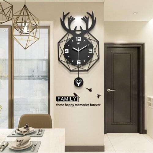 Nordic simple clock living room creative deer head wall clock home decoration clock wall clock living room decoration