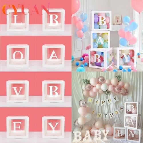 CYUAN Baby Shower Boy Girl Transparent Box Baby Shower Decoration Baby Christening Birthday Party Cardboard Box Baby Shower Gift