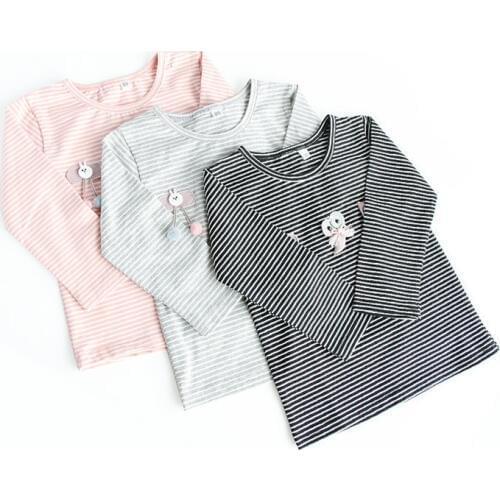 Toddler Girls Shirts Fashion Cartoon Striped Long Sleeve Tops For Girls Kids Clothing Cotton Children Shirts Newborn Baby Tees