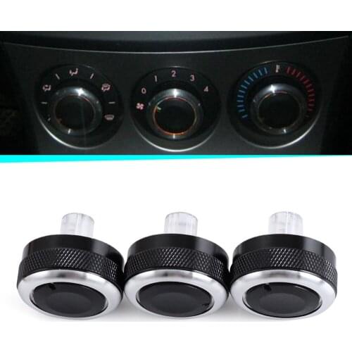 3pcs/set Aluminum Alloy Air Conditioning Knob AC Knob Heat Control Switch Button For Mazda 3 BL 2010- 2013 Mazda 3 2004-2009