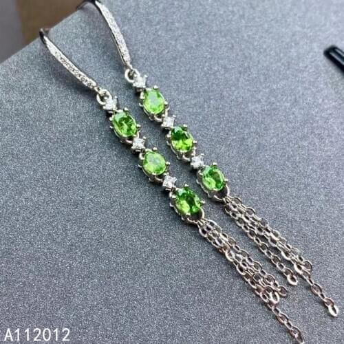 KJJEAXCMY fine jewelry natural Tsavorite 925 sterling silver popular girl new earrings eardrop support test hot selling