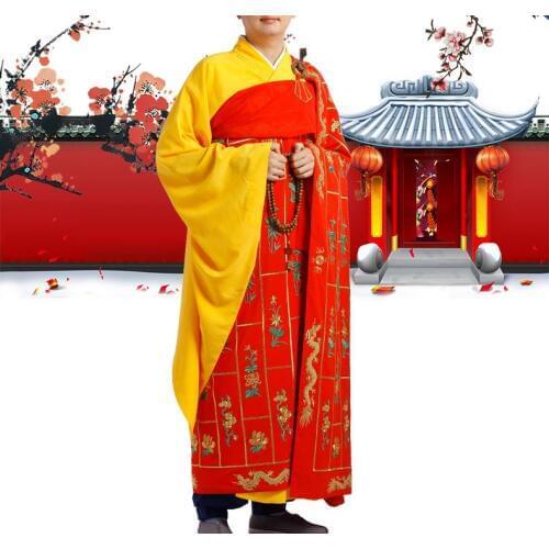 Shaolin monk embroidered robe cassocks thousand Millennium Dragon suits buddha Buddhist lay zen clothing blessing uniforms