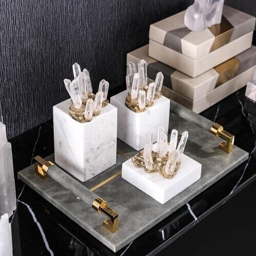Modern Natural Crystal Stone With Marble Base Decoration Home Porch Living Room Office Hotel Club Soft Decoration Ornament