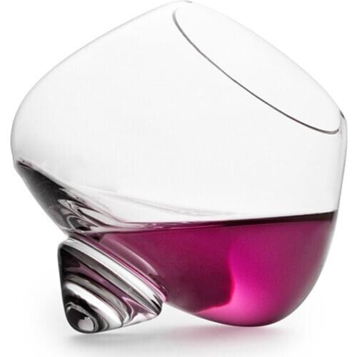 Wide Belly Whiskey Liquor Cup Drinking Wine Glass Rotate Tumbler Cone Bullet Bottom Bar Brandy Crystal Glasses Whisky Vaso Gafas