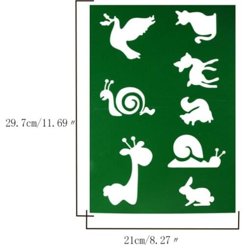 Snail Deer Animal Stencils Handmade DIY Stencils Painting Template Doodle Hollow Painting Ruler Cartoon Template