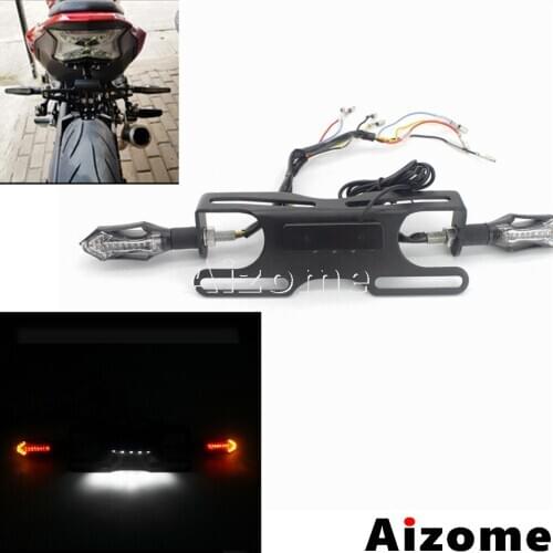 Universal Motorcycle LED Indicator Adjustable Rear Holder Bracket License Plate Light Bracket Turn Signal Blinker Tail Light
