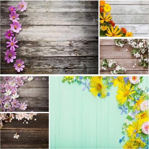 Vinyl Custom Photography Backdrops Props Flower Wood Planks Photo Studio Background 2183 KLZ-09