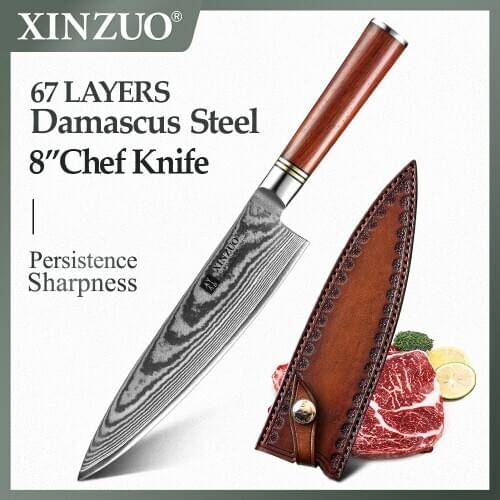 XINZUO 8'' Inches Chef Knife Japanese VG 10 Damascus Steel Kitchen Knives New Gyutou Knives Stainless Steel with Rosewood Handle