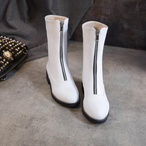 Big Size 9 10 12 boots women shoes ankle boots for women ladies boots Front zipper with round head