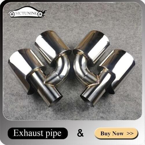 1 Pair IN 60mm 304 Stainless steel Double Exhaust pipes Universal For All cars H moldel Muffler Diffuser lip Tailtips