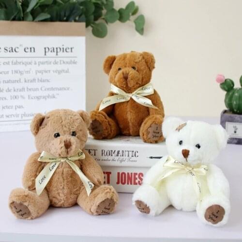 1PC 18cm Cute Teddy Bear Dolls Patch Bear Soft Stuffed Toy Bear Baby Toy Kids Girls Birthday Brinquedos Wedding Girls Gifts
