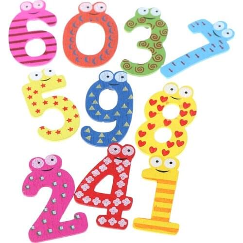 10 Pcs Magnet Education Kids 10 Number Wooden Alphabet Fridge Magnet Child Educational Toy