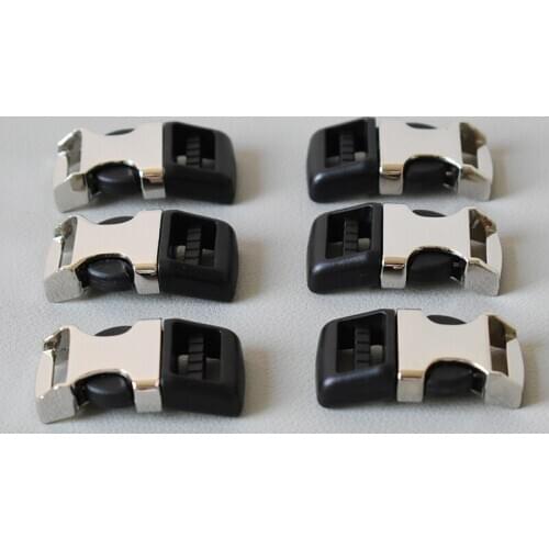 100 Pcs Silver and Black Safety quick release buckle 15mm webbing diy dog collar accessory durable security lock plated