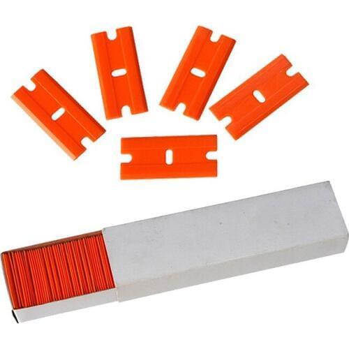 100 PCS Car Sticker Remover 1.5inch Plastic Blade Scraper Edges for Removing Label Glue Residue on Soft Surface NO Scratched