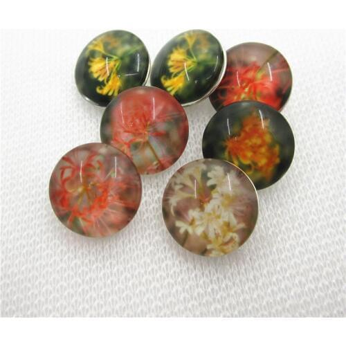 20pcs/lot Mix Glass Flower Snap Buttons Diy 18 mm Snap Jewelry Pendants Bracelet&Bangles Snap Charms
