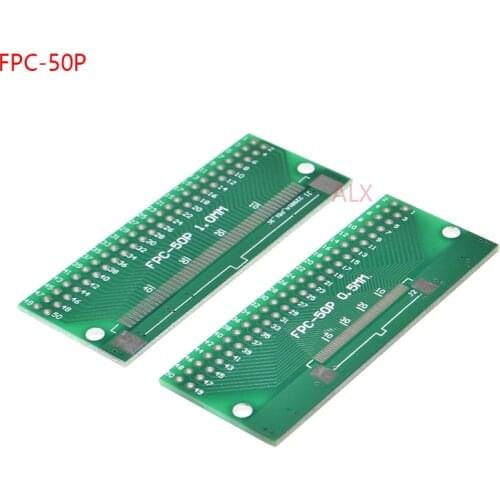 5PCS FPC-50PIN CABLE PITCH 0.5MM 1MM TO DIP PITCH 2.54MM adapter PCB BOARD FFC 50P FPC 50Pin connector WIRE TO DIP50 Converter