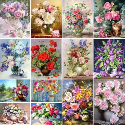 5D Diy Diamond Painting Flower Full Square/round Diamond Embroidery Vase Rose Mosaic Cross Stitch Home Decor Handmade Gift