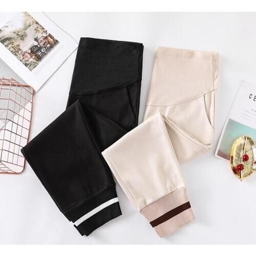 8880# Maternity Pants Spring Autumn Casual Woolen Pants Loose Comfy Belly Support Pants Elastic Waist Maternity Trousers
