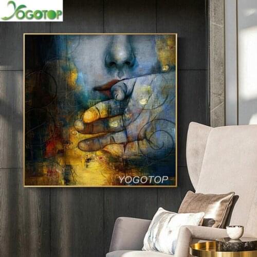 Abstract Girl Face Hand Pictures diamond painting Wall art For Living Room Decorative diamond embroidery mosaic woman YY2973