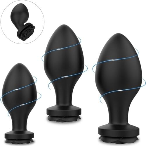 3 Piece Butt Plug Anal Sex Toy Rose Shape Anal Plug with Built-in Steel Ball Anal Masturbation Vaginal Dilator Prostate Massager
