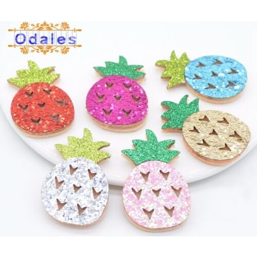 36Pcs/lot Shiny Pineapple Appliques Non-woven Glitter Fabric Patches Accessories DIY Hair Clip Craft Decoration Fruit Appliques