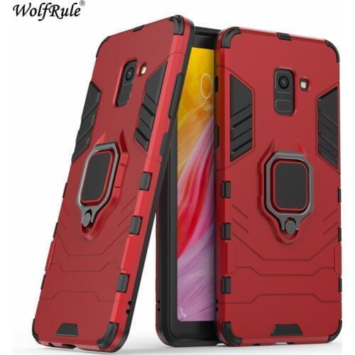 Car Phone Holder Magnetic Case For Samsung A8 Plus 2018 Case 3-In-1 Durable Ring Stand Cover For Samsung Galaxy A8 Plus 2018 6.0