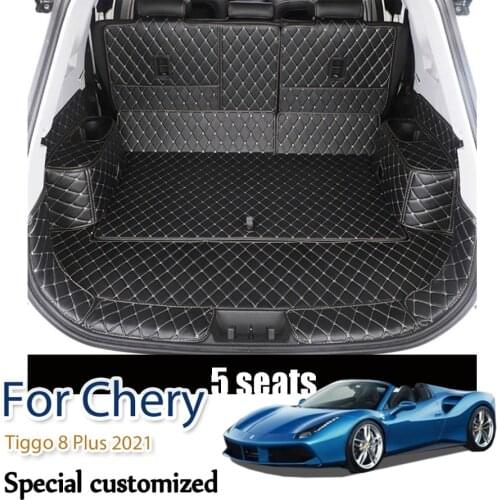 Car Styling PU Leather Rear Trunk Mat For Chery Tiggo 8 Plus 5Seats 2021 Car Boot Mat Carpet Tray Protector Auto Accessoy